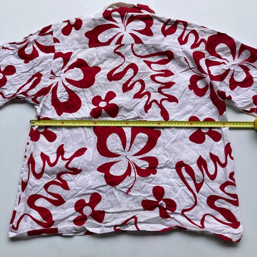 Vintage Maui And Sons Hawaiian Button Up Shirt Loud Party Red White - Mens XL - Picture 11 of 12