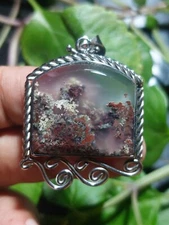 Moss agate pendant size 27x31x5 mm , Boho Necklace | Crystal Healing Stone