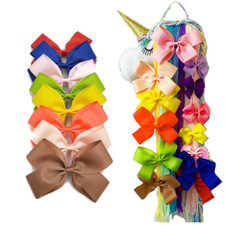 Rainbow Unicorn Hair Bow Holder  8 Bows, Organizer for Girls Hair Clips Hanger