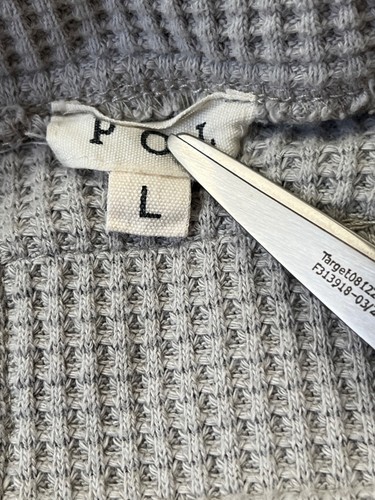 POL Jacket Womens Large Gray Waffle Thermal Pockets Striped Lagenlook Artsy Boho - Picture 5 of 9