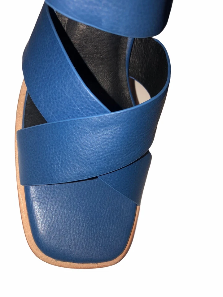 Sol Sana 绑带粗跟凉鞋女式 40 码美国 9 码厚底鞋夏季蓝色 — 第 3/4 张图片