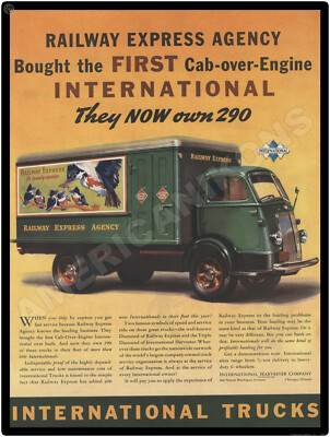 1938 International Trucks New Metal Sign: Railway Express COE LARGE SIZE 12 x 16