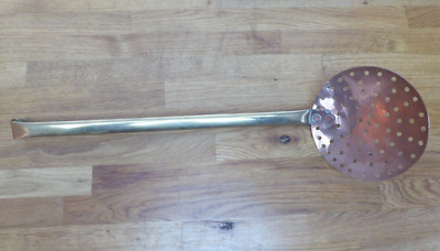 Vintage Milchabschäumer mit langem Griff Messing/Kupfer, Sieb Milchlöffel