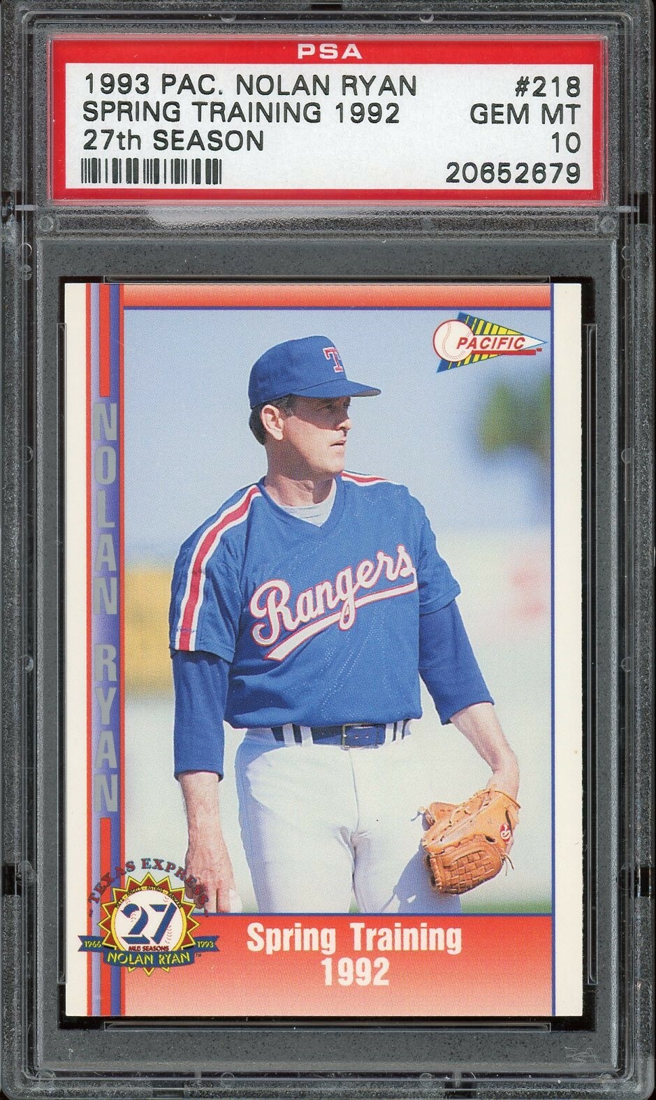 1993 Pacific Nolan Ryan 27th Baseball #218 Spring Training 1992 PSA 10 |  eBay