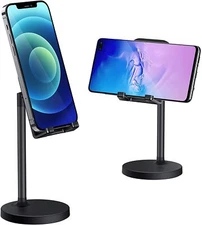 Cell Phone Stand Angle Adjustable Cell Phone Holder with Silicone for Desk Black