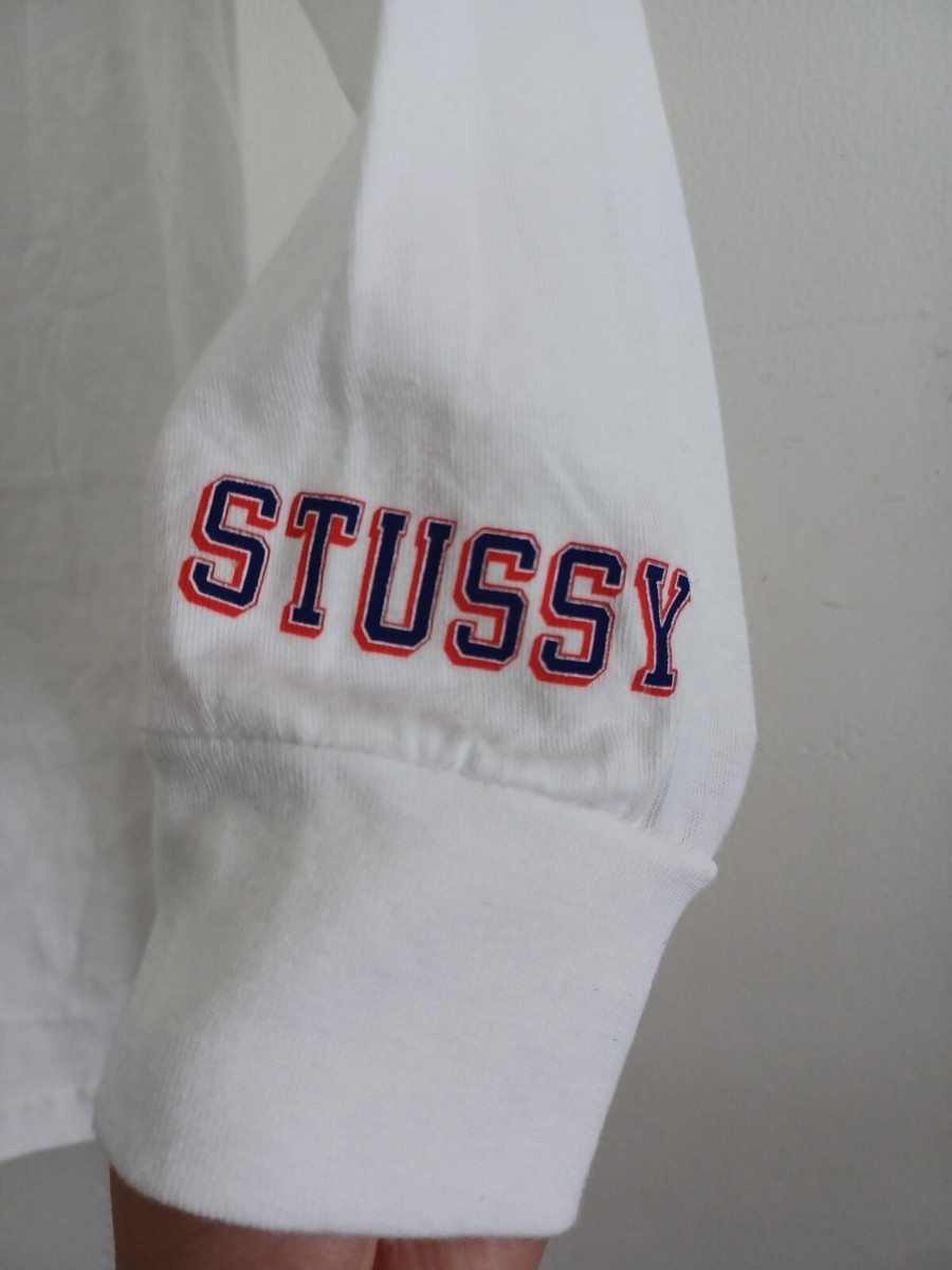Stussy Psychedelic Daze Long Sleeve Tee LS White Small HTF Cuff