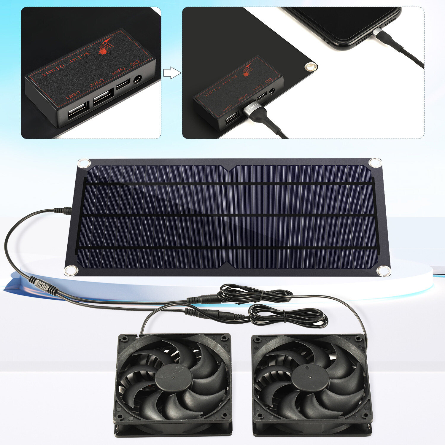 100W 12V Solar Panel 20A Charger USB Kit For Caravan Camping Boat with