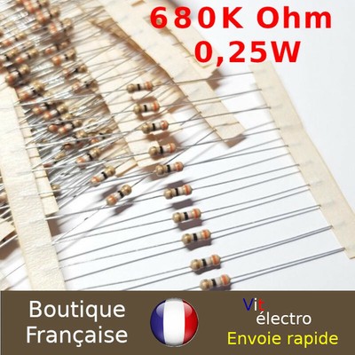 Résistances 680K 1/4 Watt – Lot De 5 Pièces – Film Carbone 5% – Neuf Royaume-Uni
