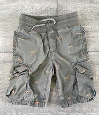 Gap Kids Cargo Shorts Green Orange Shark Print Pullup Small 6-7