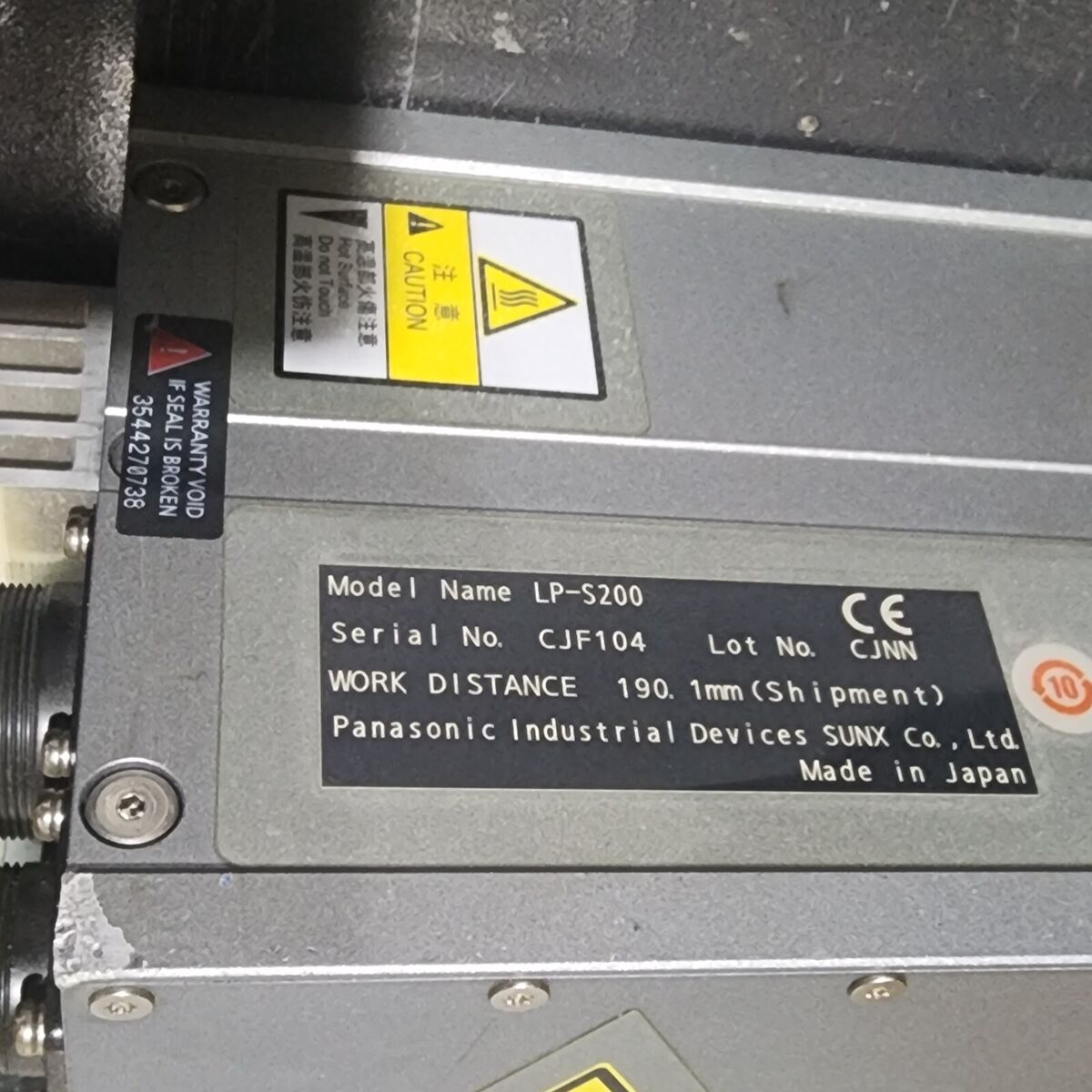 PANASONIC SUNX LP-S200 190.1mm LASER SET,LP-ADP40,WORKING AS PANASONIC SUNX LP-S200 190.1mm LASER SET,LP-ADP40,WORKING AS