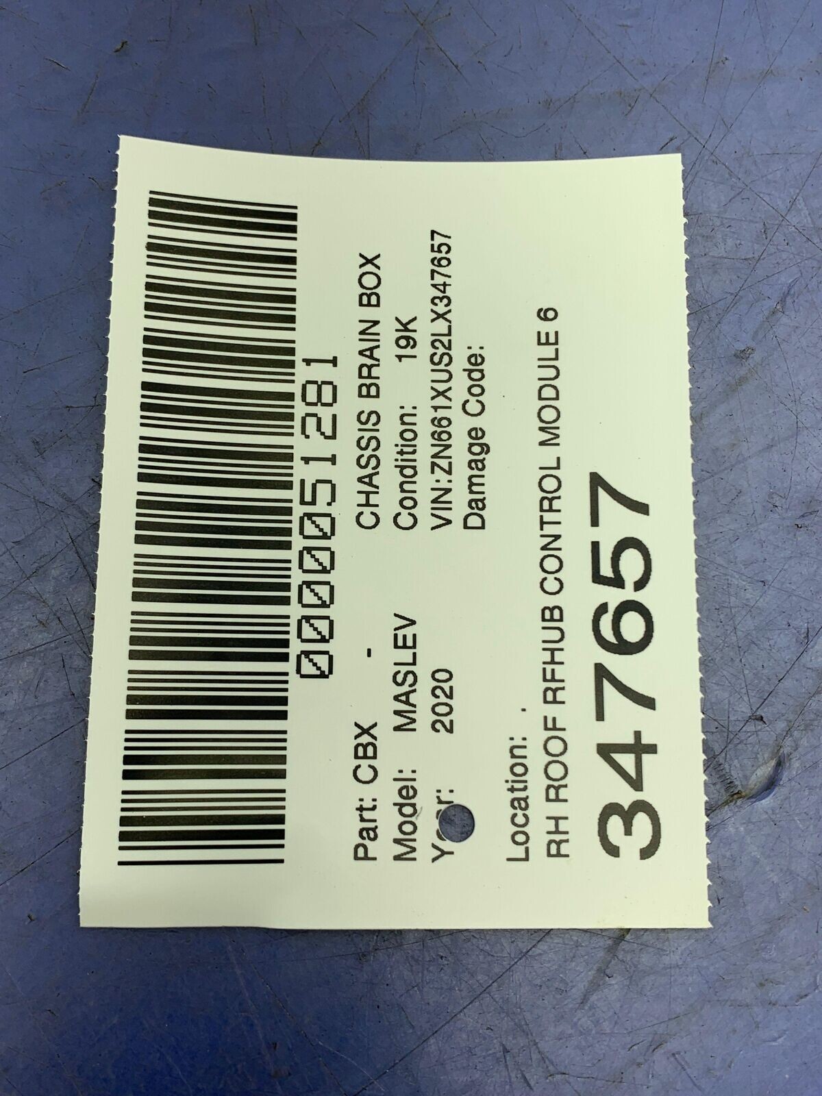 2020 MASERATI LEVANTE M161 OEM RH ROOF RFHUB CONTROL MODULE 670108575