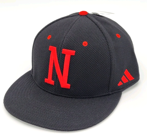 Nebraska Cornhuskers Adidas Fitted Mesh Hat Black Red N Size 7 1/8