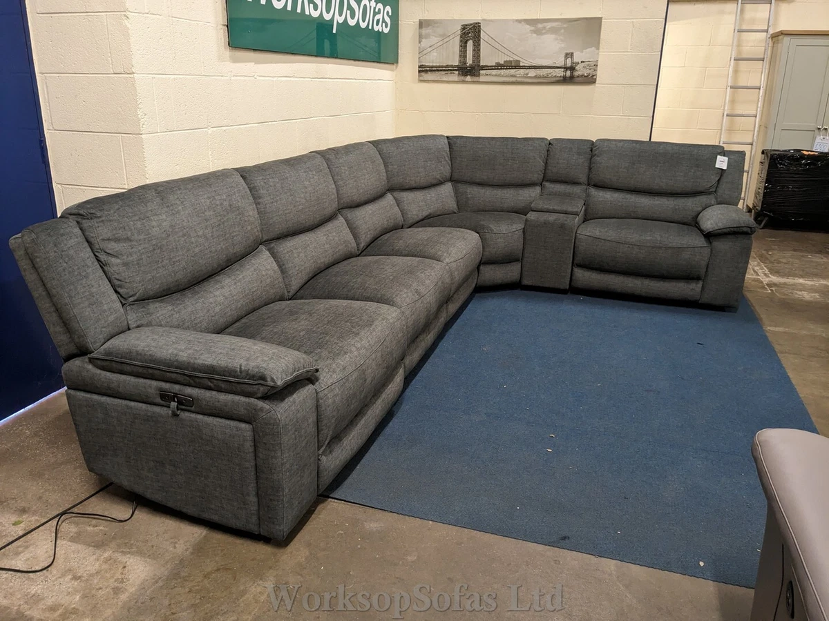 DFS Iverson 6 Part Fabric Grey Power Recliner Modular Corner Sofa