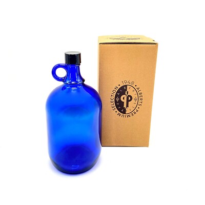 Glasballon 2l blau mit Schraubverschluss, Glasgallone 2l aus Blauglas