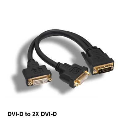 1' DVI-D 24+1 Male to 2xFemale Splitter Cable Digital Dual Link Display Monitor