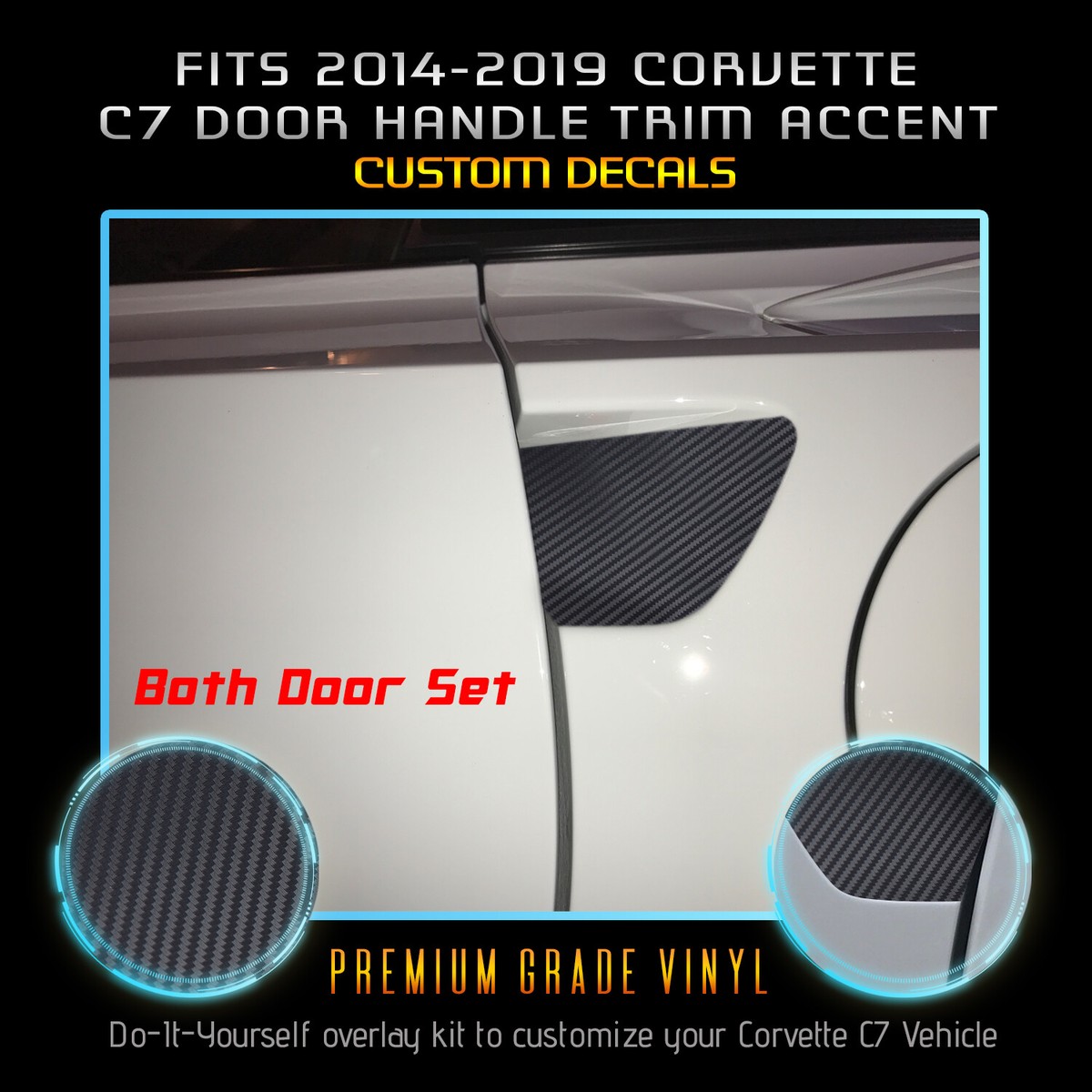 Matte Carbon Fiber Vinyl Decals For C7 Corvette Door Handles (2014-2019)