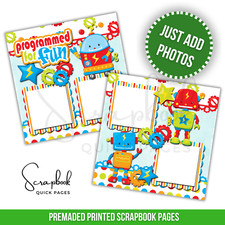 Robot Scrapbook Pages Programmed For Fun PRINTED Premade Scrapbook Quick Page 39