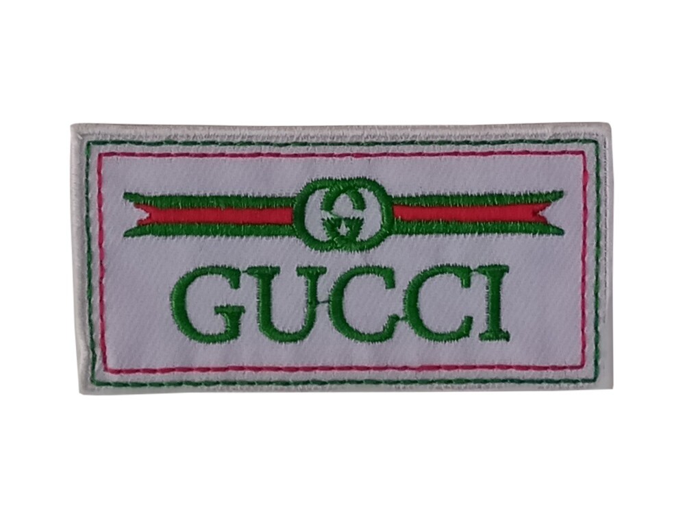 GUCCI Stylish Embroidered Patch Iron on / Sew on Patch WHITE