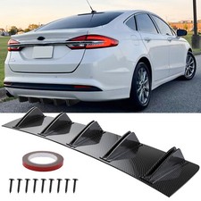 Rear Bumper Lip Diffuser 10 Shark Fins Splitter Carbon For Ford Fusion 2010-2020