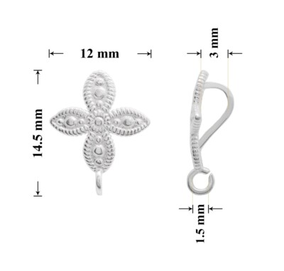 Sterling Silber Open Loop Slide Bails ohne Clip 14,5 x 12 mm Schmuckzubehör