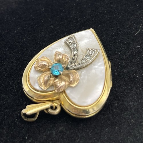 Vintage 12K Gold Filled MOP Herz Medaillon Anhänger signiert Speidel 50er Jahre - Bild 3 von 11