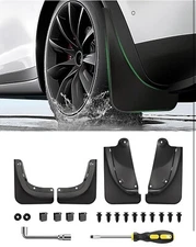 Zanch Tesla Model Y Mud Flaps-Set Of 4 Black New No Drill All Weather