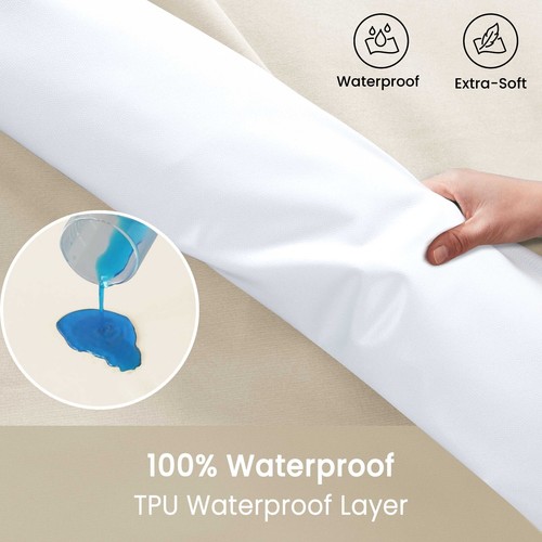 New Waterproof Mattress Cover Protector Fitted Wet Sheet Single Double King Size - Picture 6 of 43