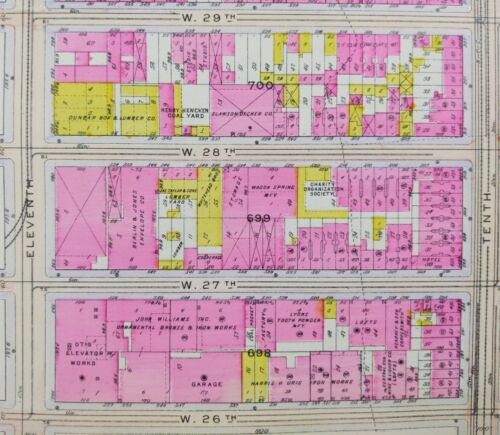 1916 CHELSEA MANHATTAN Map NEW YORK CITY NY ~ Old Antique Original CHELSEA PARK - Picture 4 of 7