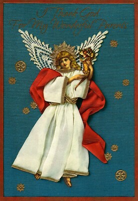 Merry Christmas Mom Dad Parents Gabriel Angel Theme Hallmark Greeting Card