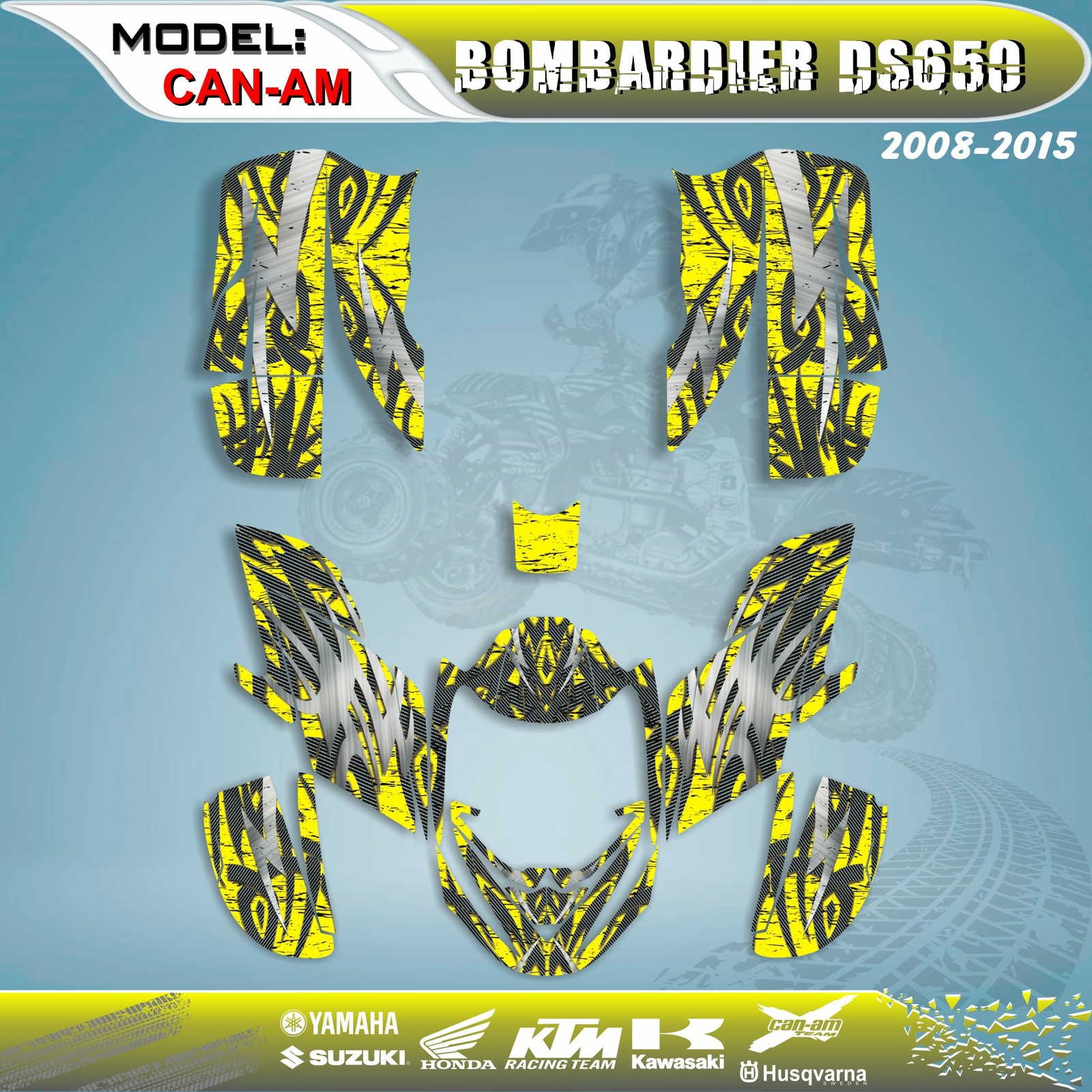 ATV Graphics Kits Decals Stickers Yellow 4 Can Am Bombardier DS650 20082015 eBay
