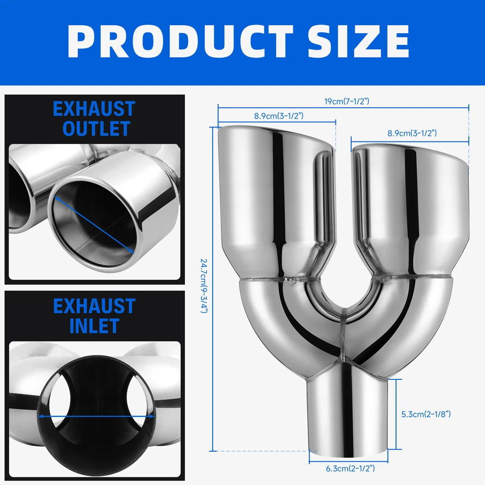 Para Aston Martin Vanquish 2.5" Entrada 3.5"" Salida Doble Escape Punta Cuádruple Doble Pared Foto 2 de 4