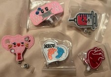 Felt Retractable Badge Reel ID Holder - Bandage RN Nursing Medical 5 Pieces
