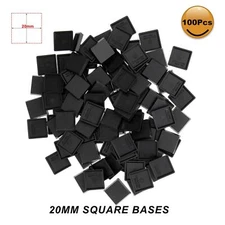 Evemodel 100pcs 20mm Square Model Bases for War Games Table Games Plastic