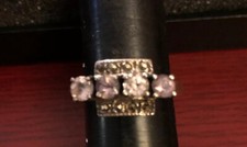 925 STERLING Silver RING CZ Marcasite Size 9.25Retro 1940s Dezigns By Zetroc WOW