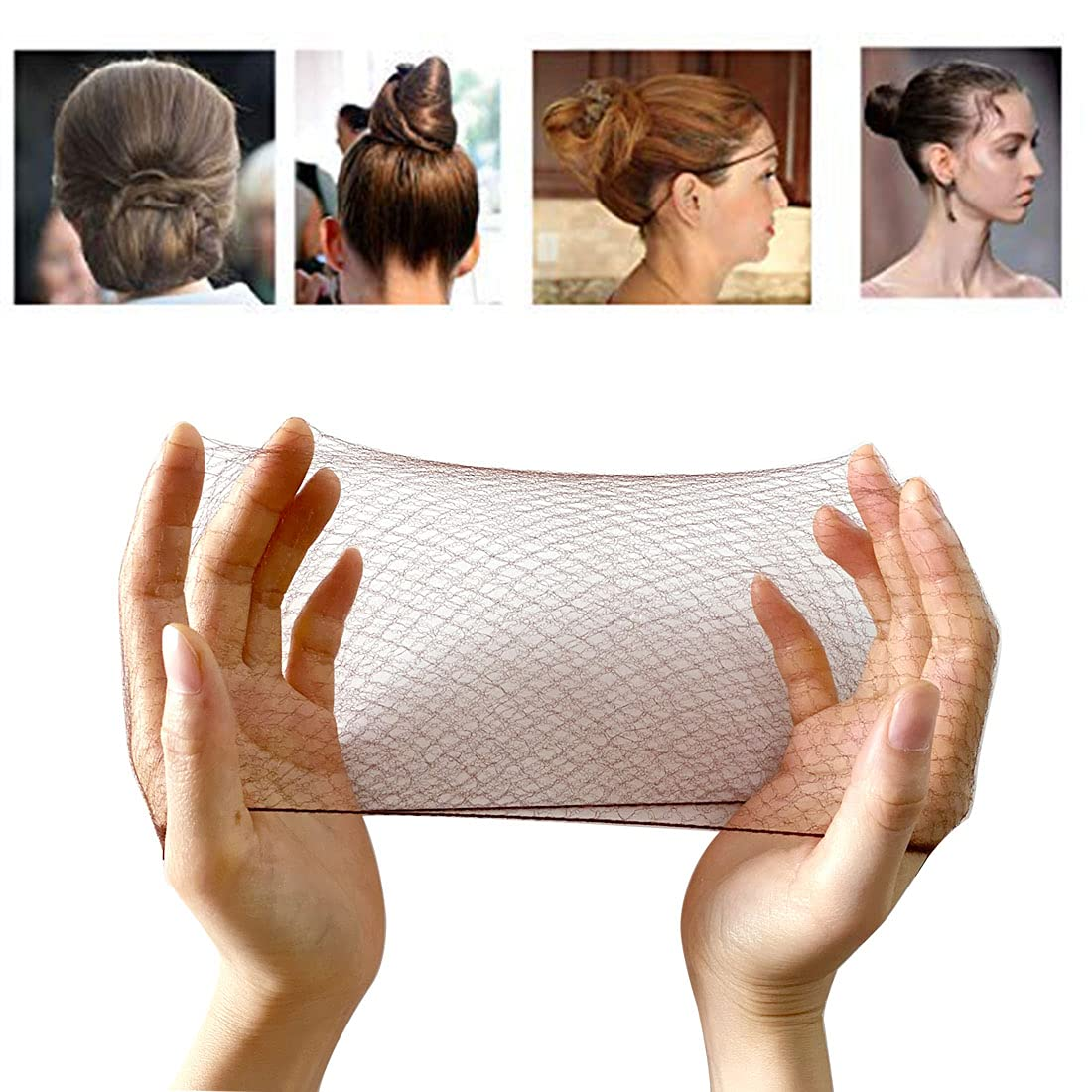 50PCS Elastic Edge Mesh Hair Nets for Ballet Dance, 20-Inch Invisible Style