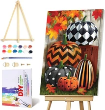 Pumpkin Paint by Numbers Kit for Adults Autumn Harvest Canvas DIY Art D