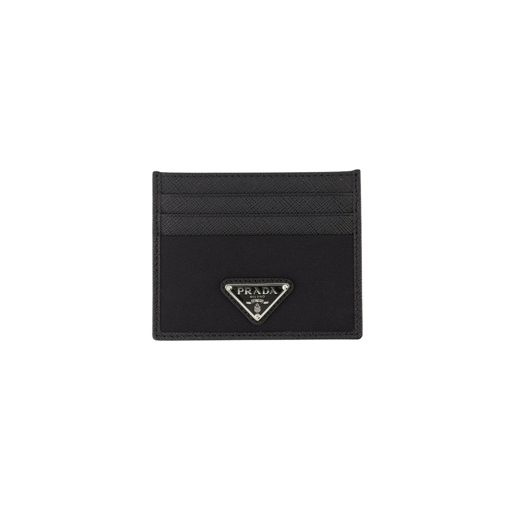 Prada Re-Nylon Saffiano Leather Card Holder Black Official
