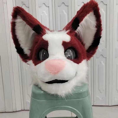 Fursuit Long haired Dog Fox Mascot Party Halloween Fur Cosplay(head)