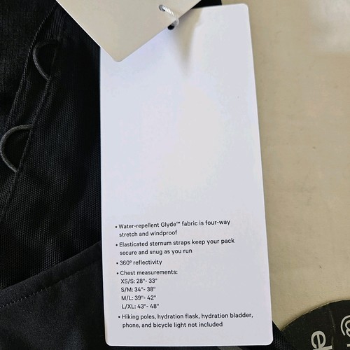 Lululemon Fast Free Trail Running Vest BLK Black Reflective Adult Size XS/S - Picture 6 of 7