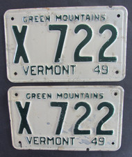 1949 Vermont truck license plates ORIGINAL PAIR