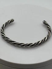 Vintage Solid Sterling 925 Stacking Twist Rope Cuff Bracelet 7  14.91 Grams