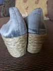 Ralph Lauren Cecilia Silver Silk Wedges Espadrilles 10B Peep Toe Slip Ons  — photo 5