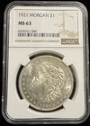 NGC MS 63 1921 United States Morgan One Dollar Silver Coin S$1-006
