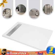 Shower Base Pan with White Left Linear Draine...
