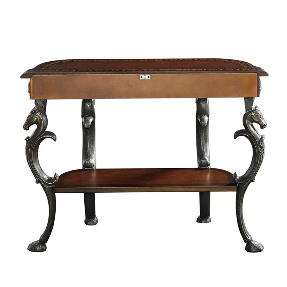 Mesa Consola Linon Obra Maestra Floral Demilune Metal y Madera en Marrón Foto 4 de 4