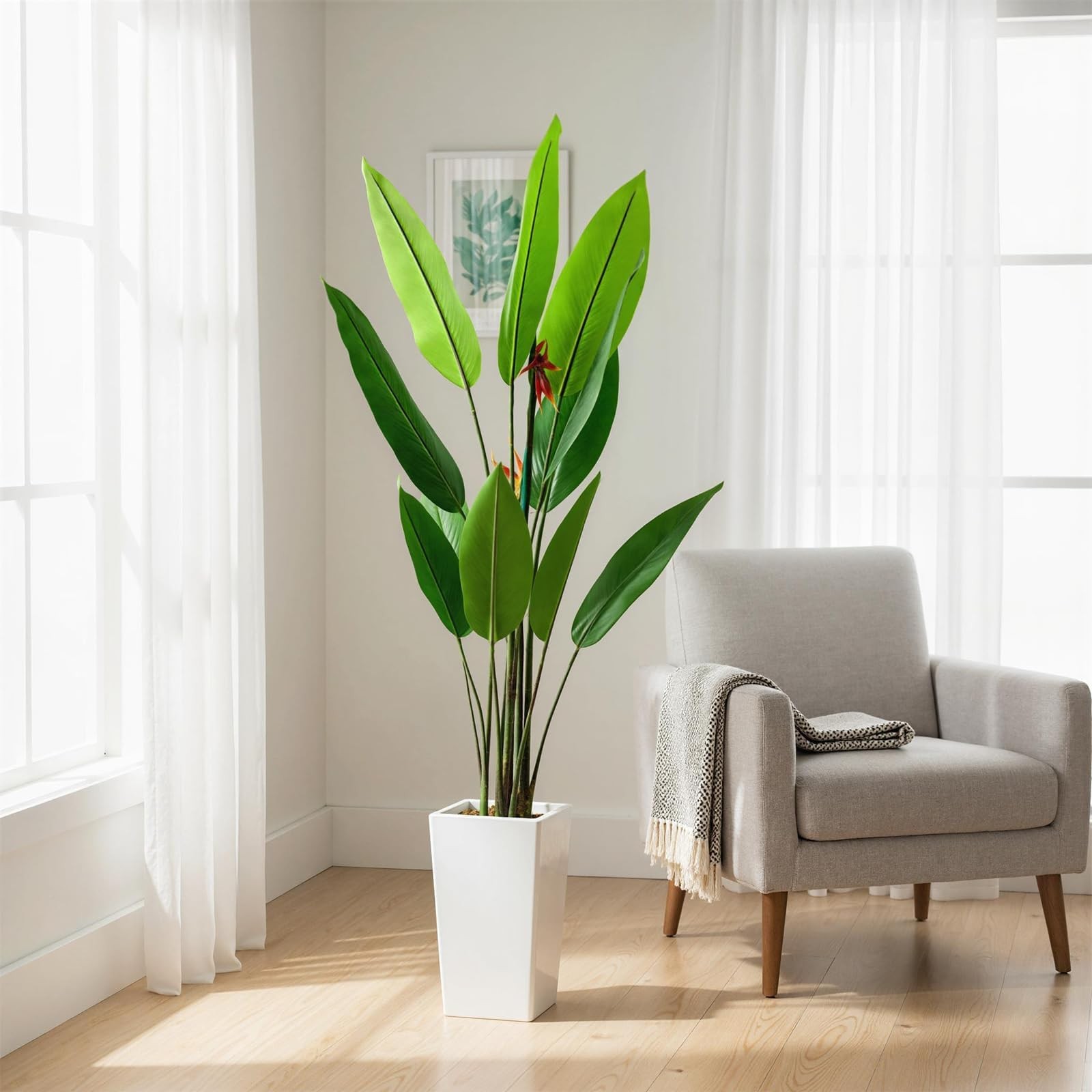 Plante artificielle Oiseau du Paradis fausse plante verte sans entretien pour appartement