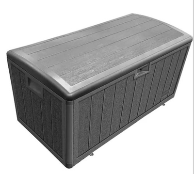 #ad 130 Gallon Resin Outdoor Storage Deck Box Wood Look Java $95.00