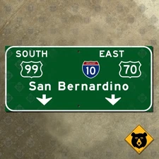 San Bernardino California I-10 US 70 99 road highway freeway sign 1959 LA 18x8