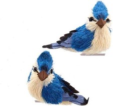 2PCS Blue Jay Clip-On Bird Ornaments Christmas Tree Woodland Holiday Decor