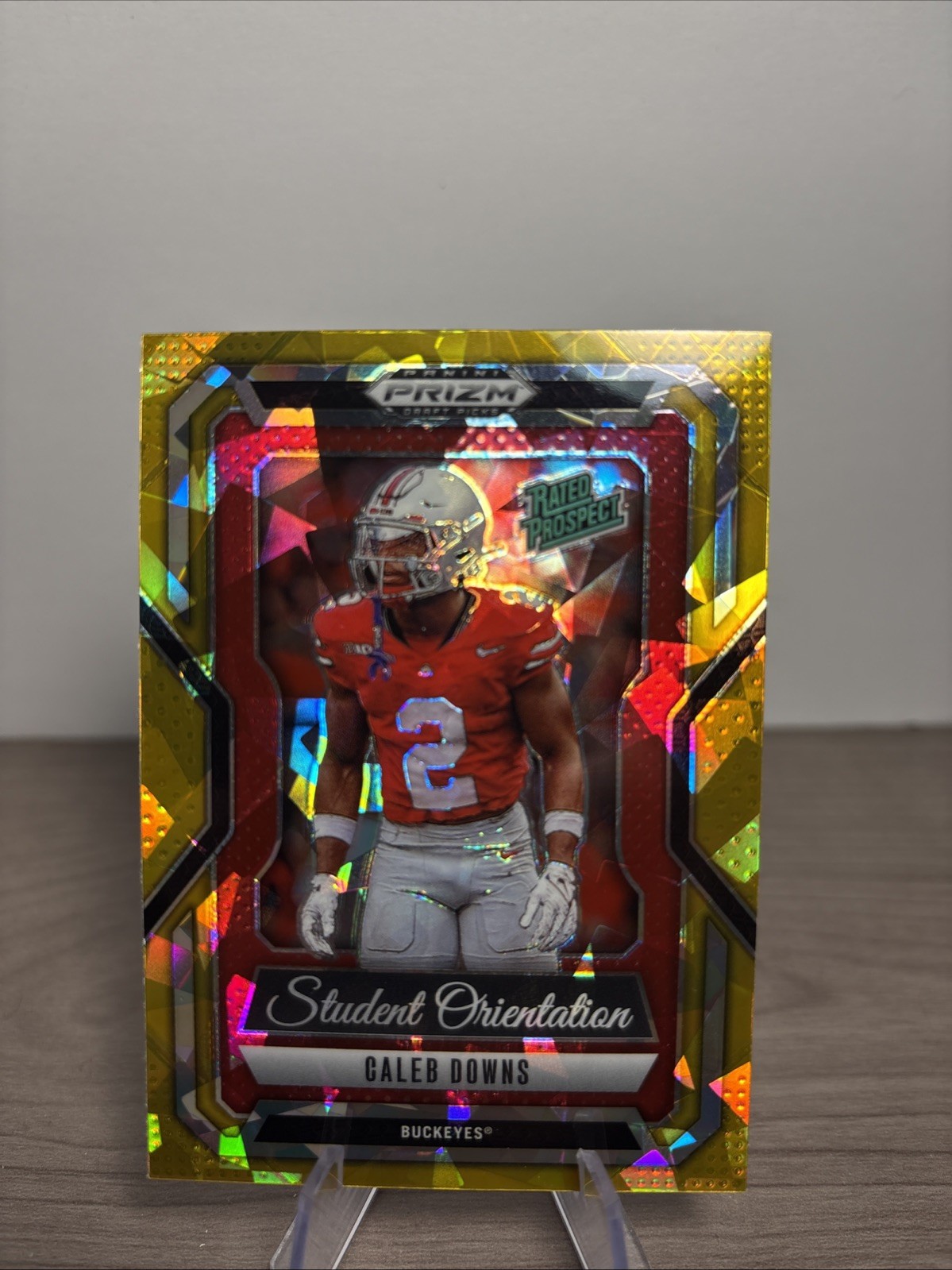 2025 Panini Prizm Draft Picks Student Orientation Caleb Downs #1 Gold Ice Prizm 